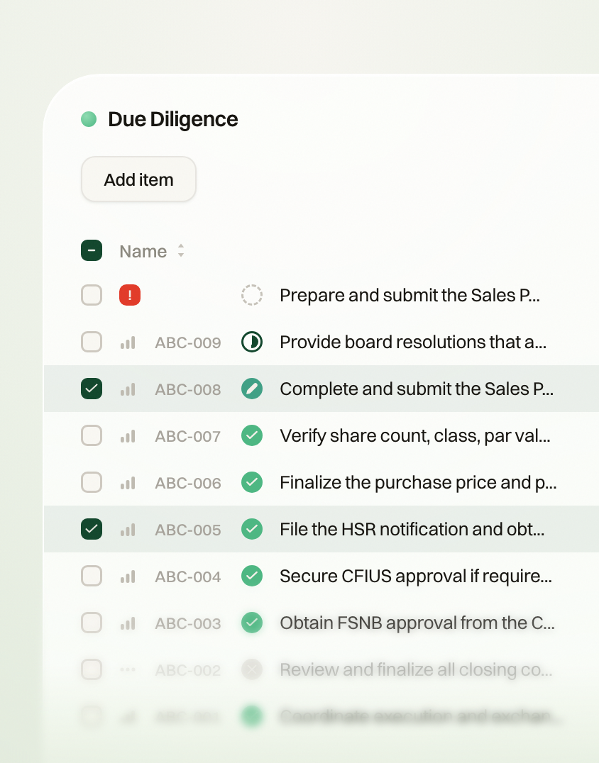 Due-diligence glass card